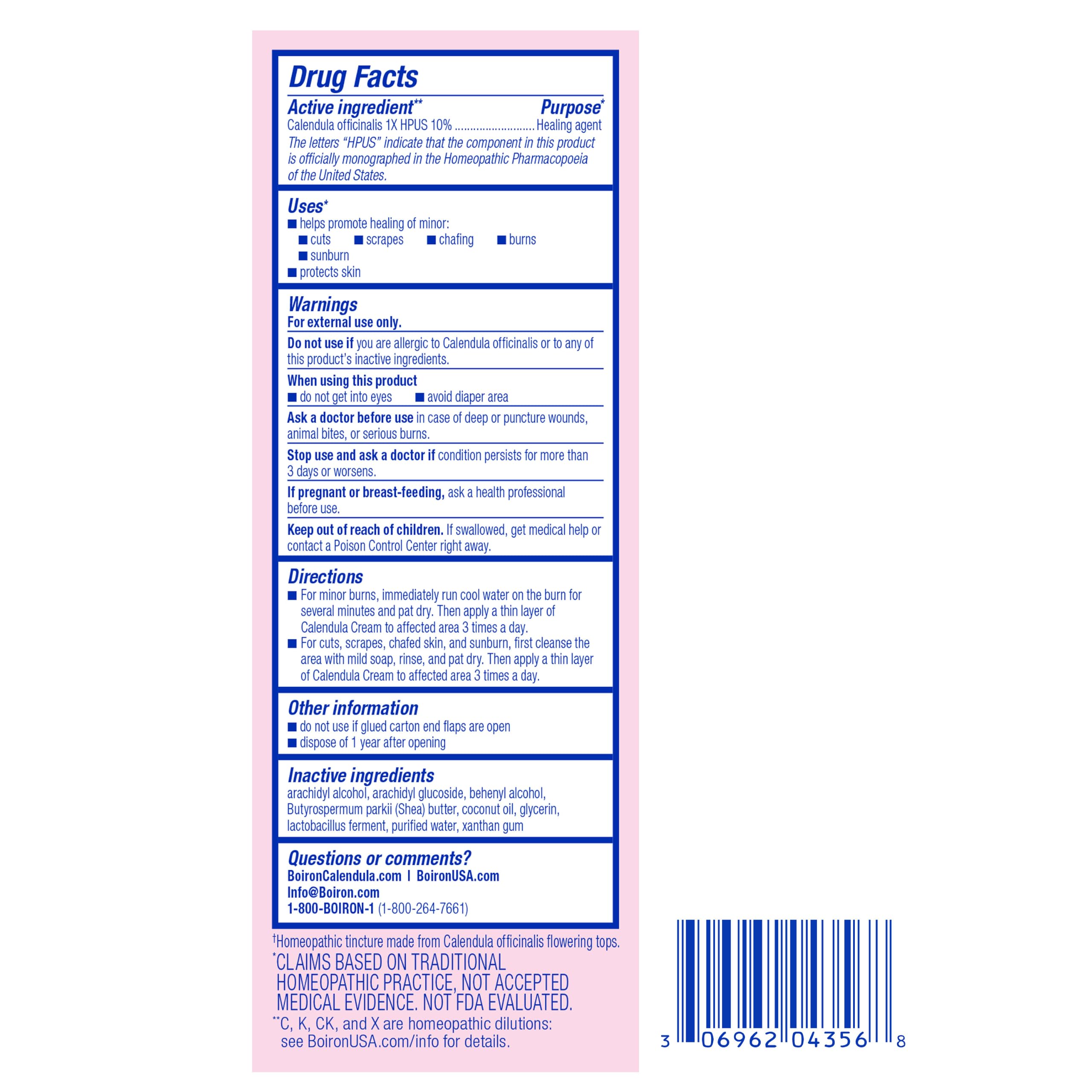 Paraben-free calendula cream Boiron