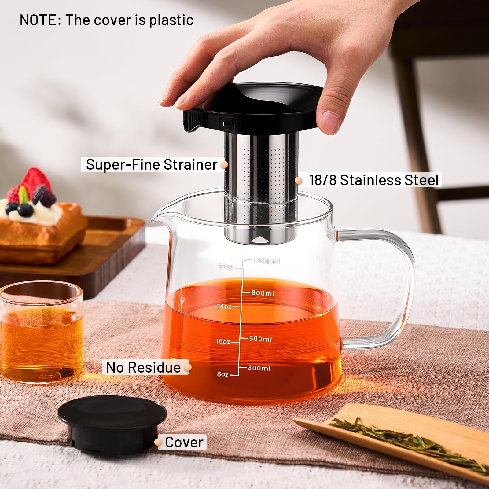 Ergonomic heat resistant handle and eagle beak spout design