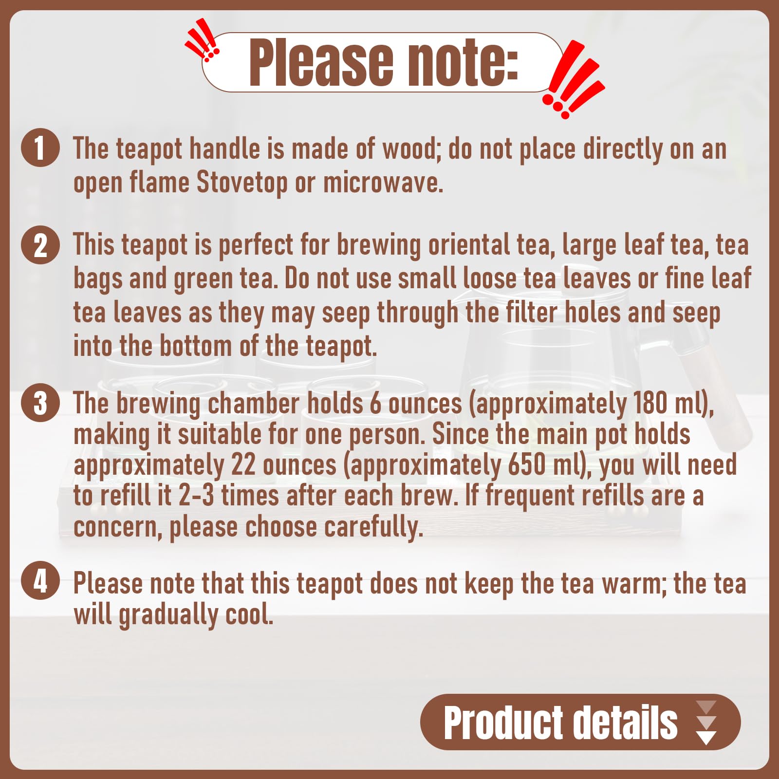 650 ml capacity glass teapot for loose leaf tea by PARACITY Enchanti