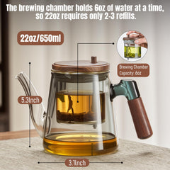 Borosilicate glass teapot body with removable infuser