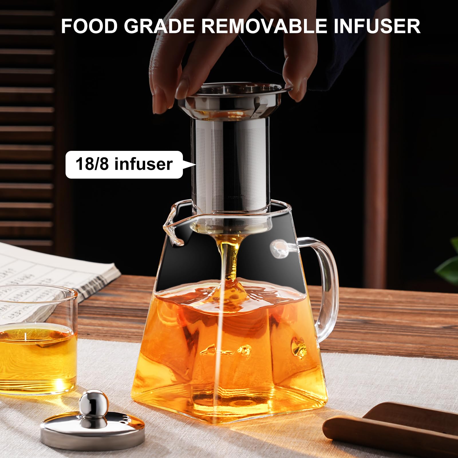 Removable infuser teapot 18/8 stainless steel for loose leaf tea