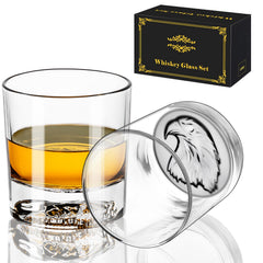 PARACITY whiskey glasses with eagle pattern and thick bottom
