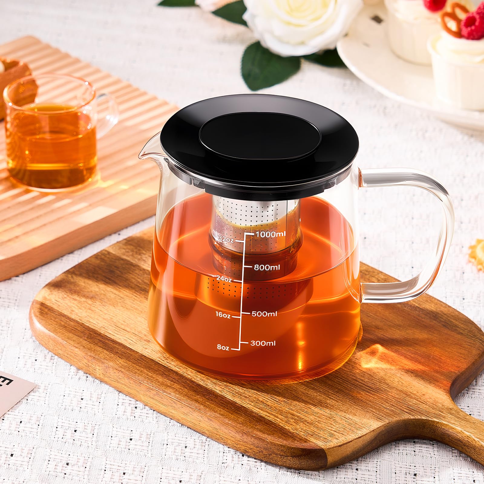 Clear borosilicate teapot for camping and home use