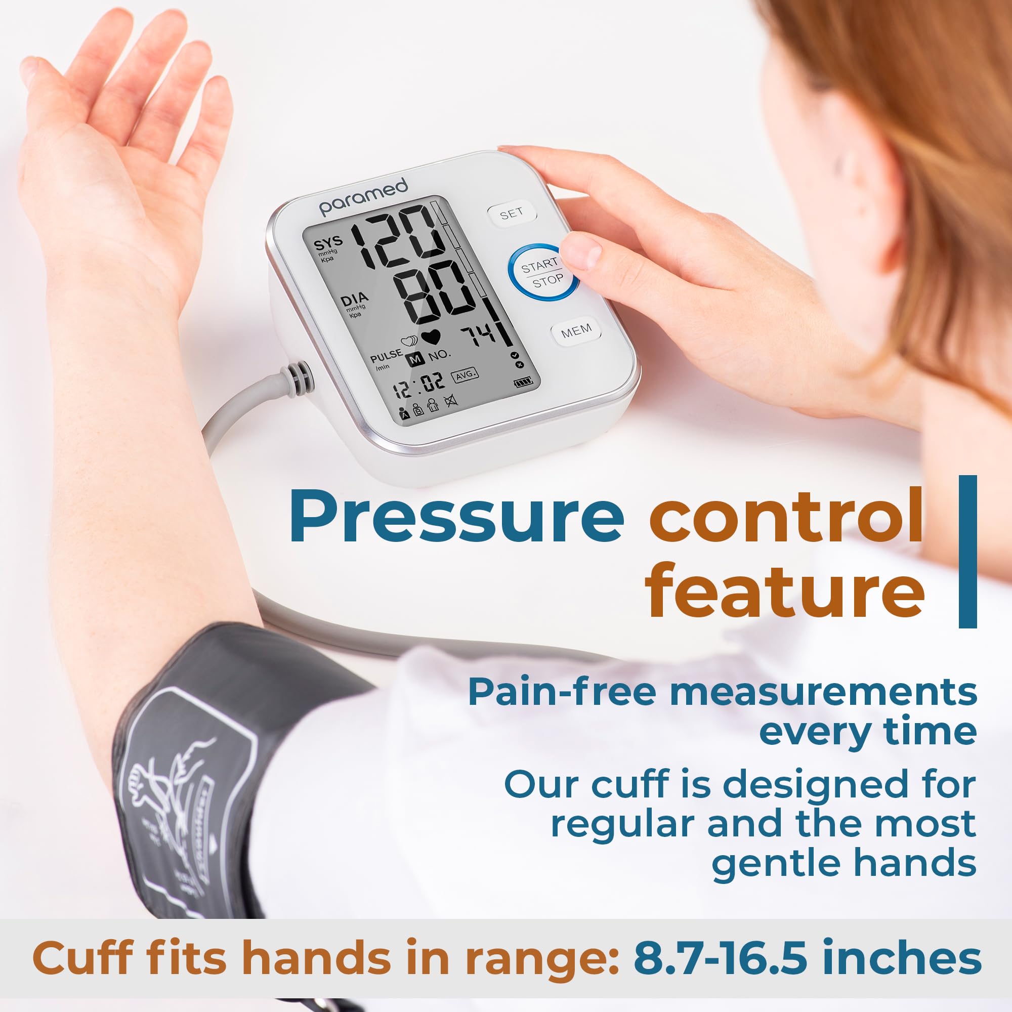Paramed Blood Pressure Monitor memory stores up to 120 readings for two users