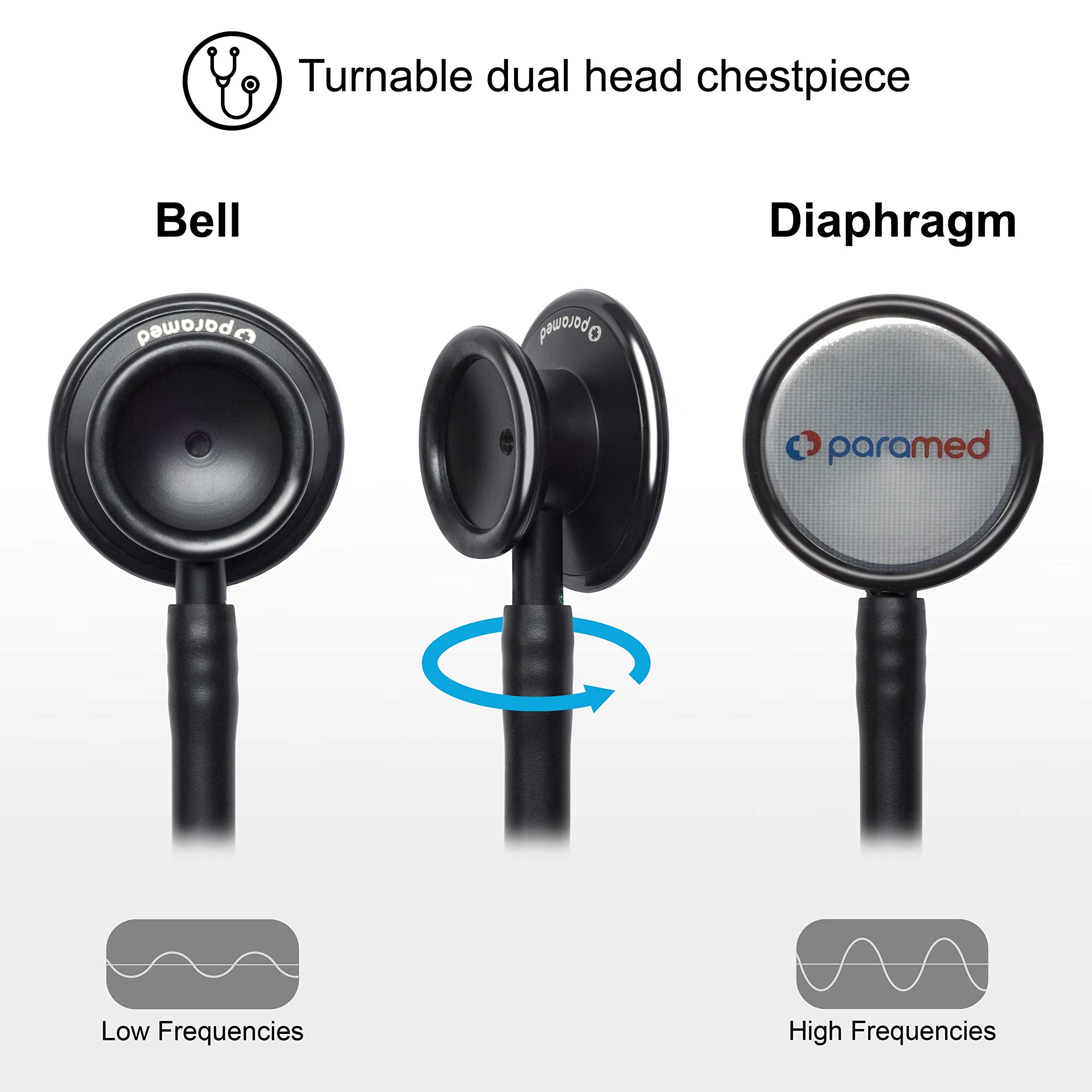 Paramed stethoscope four ear tips sizes small medium large