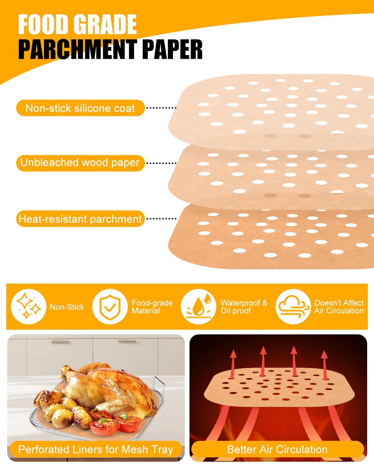 Nonstick parchment liners for air fryer Nutrichef