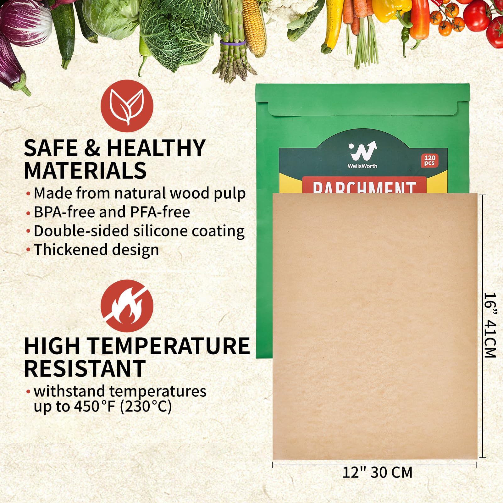 unbleached brown parchment paper sheets non-stick for cookies