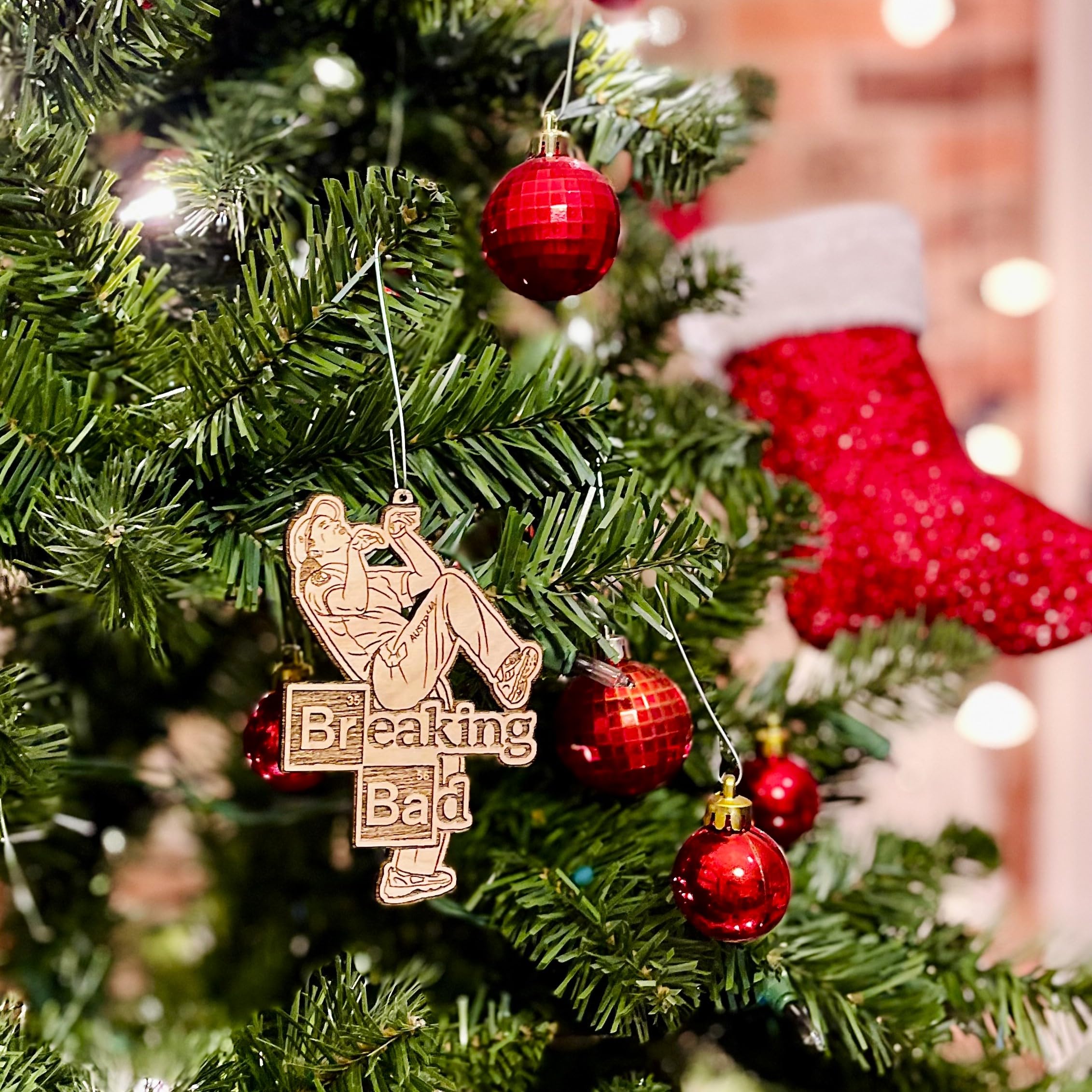 Paris Games Christmas ornament birch wood rendering