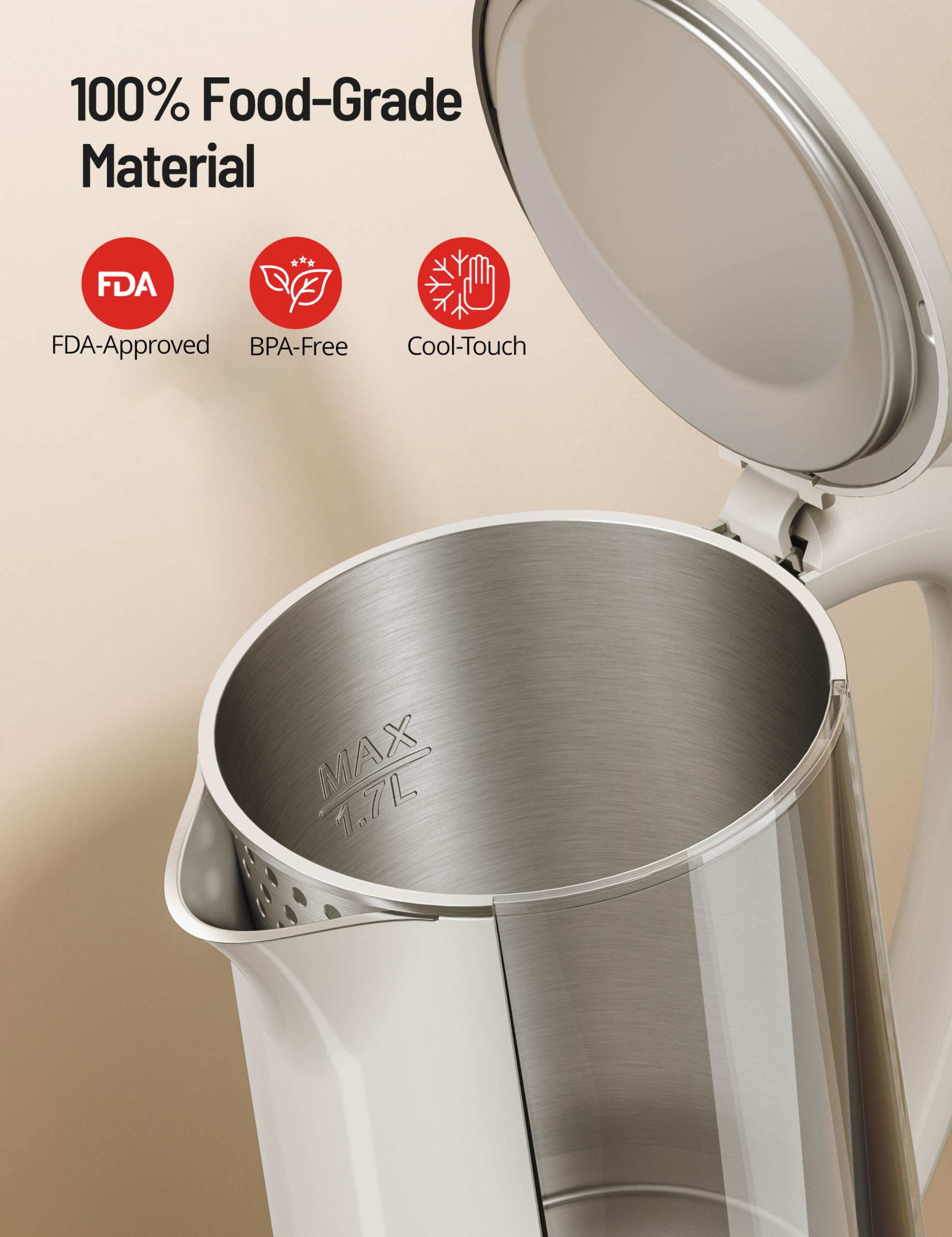 BPA-free 304 stainless steel surface on Paris Rhône Electric Kettle