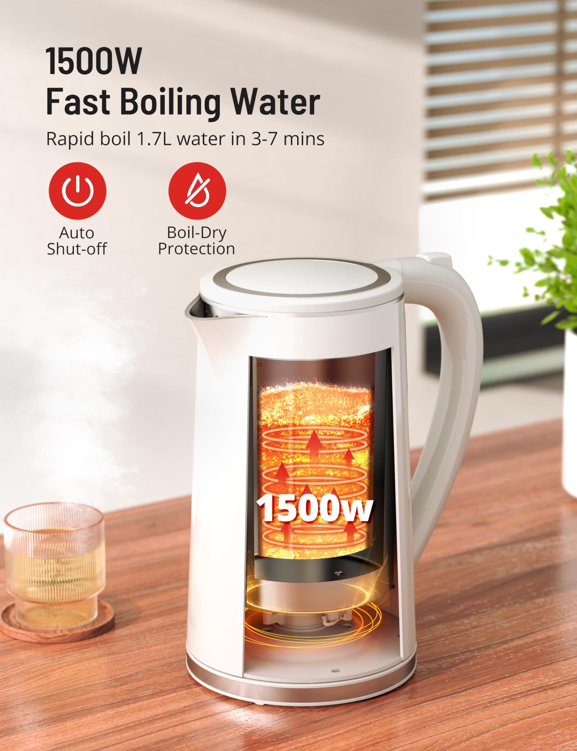 Keep warm up to 4 hours feature on Paris Rhône Electric Kettle