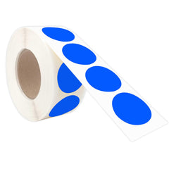 Blue color-code dot labels on roll with dispenser box
