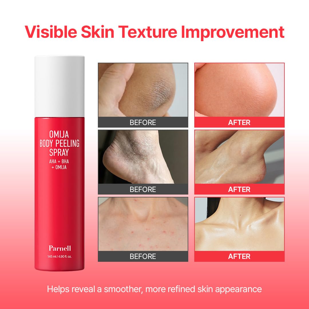 Lightweight body exfoliant spray for arms legs back and knees
