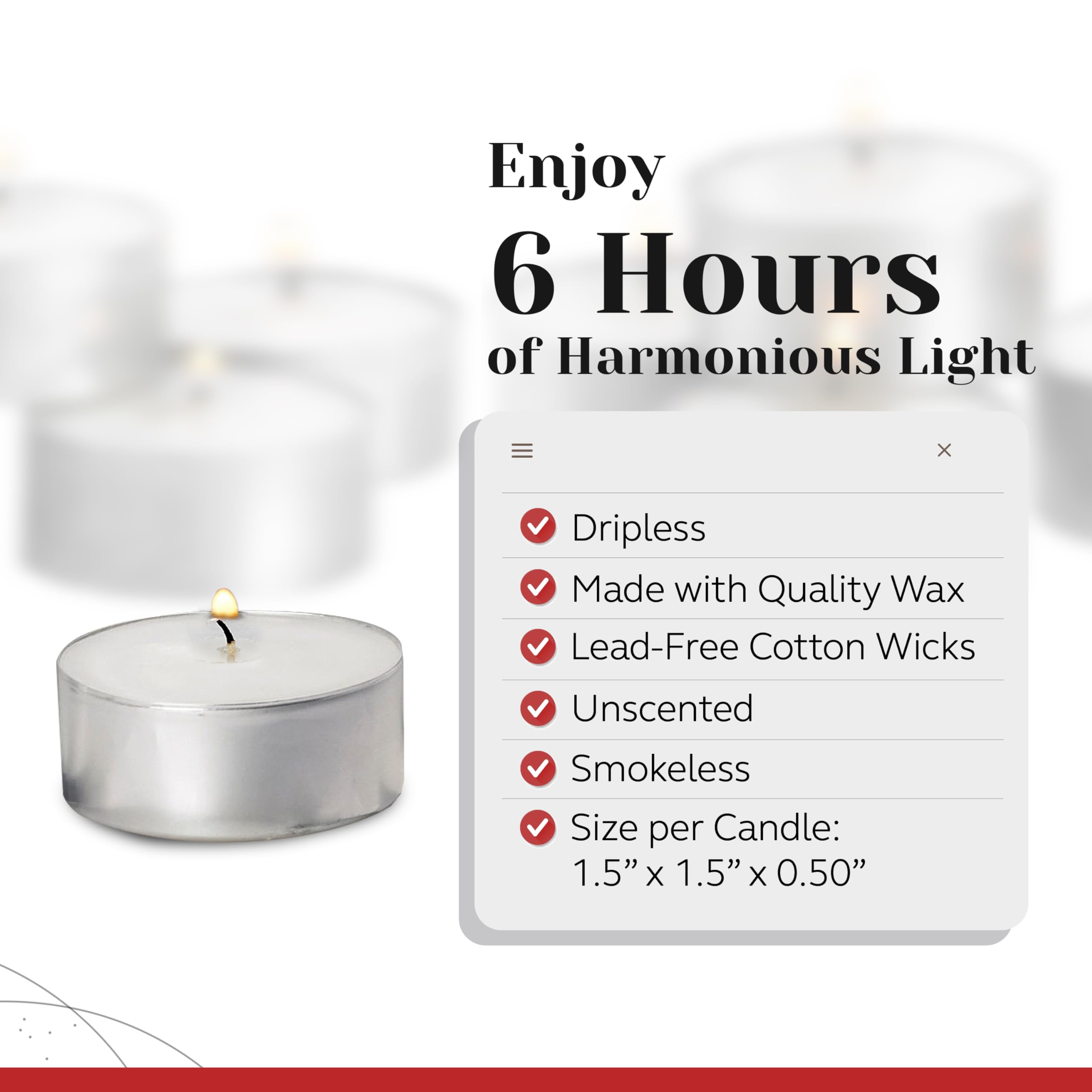 Unscented tealight candles by PARNOO with metal cups