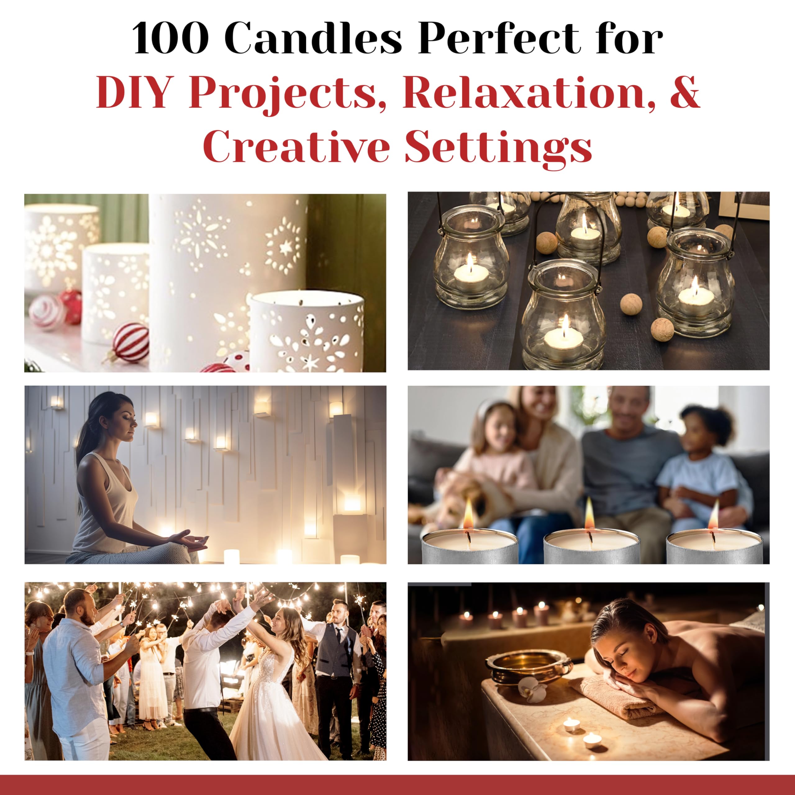 White unscented tealight candles in metal cups decorative