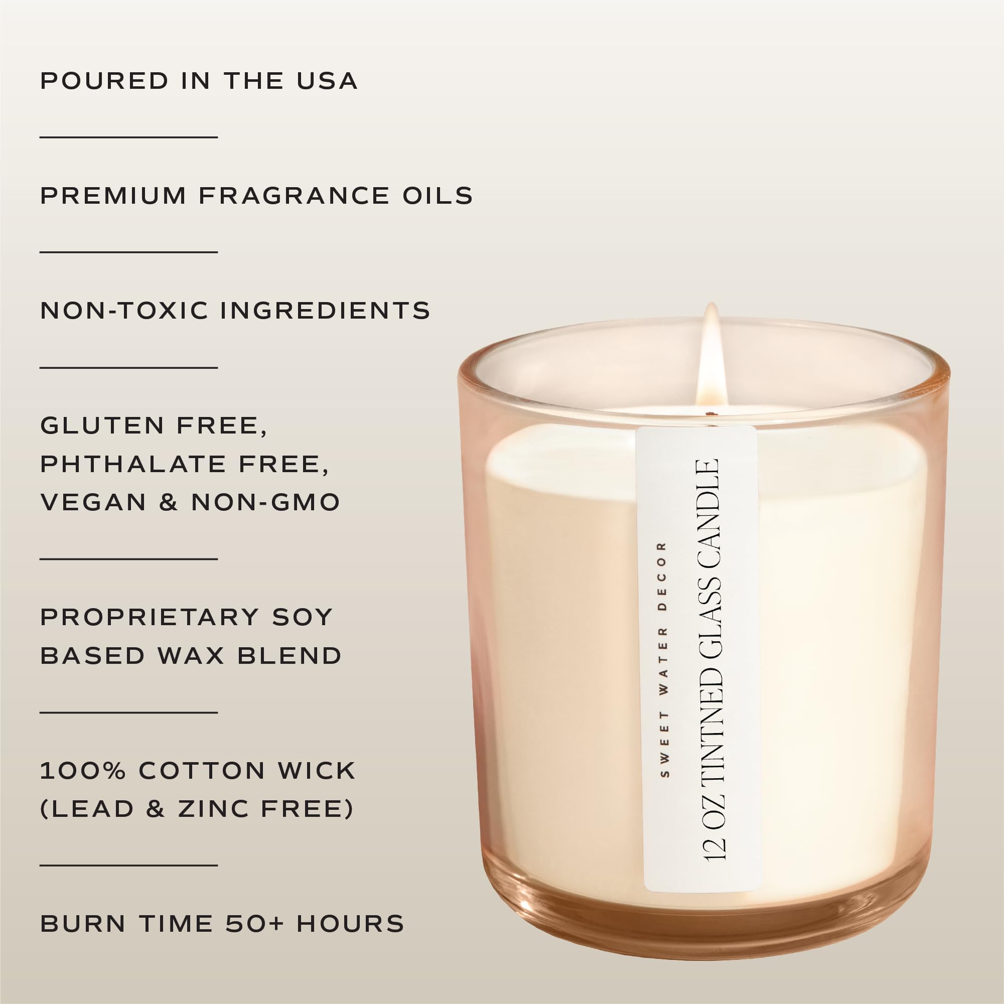 12oz candle in tinted glass jar for home decor aesthetics