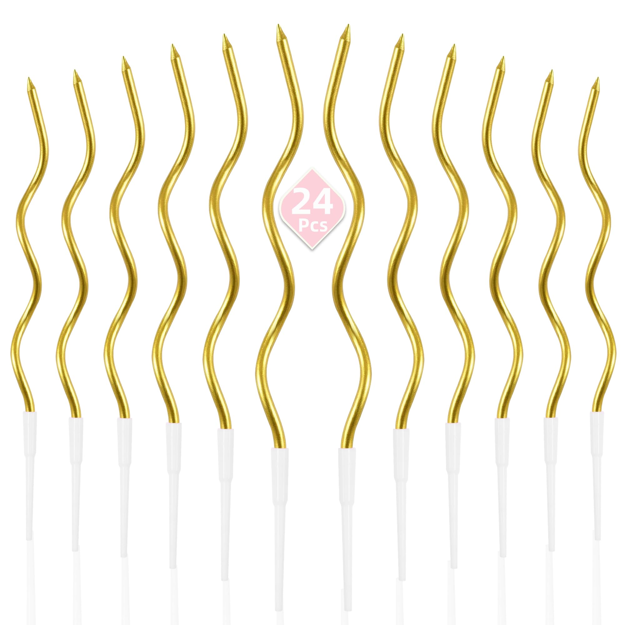 Wedding and party cake candles gold spiral design