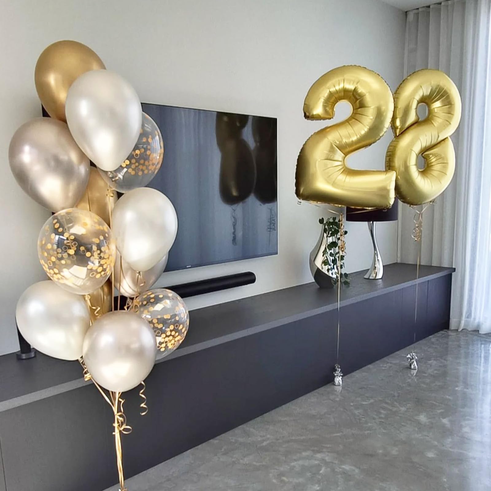 Party decorations gold confetti balloons ready to use