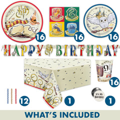 Harry Potter themed paper plates napkins and cups set