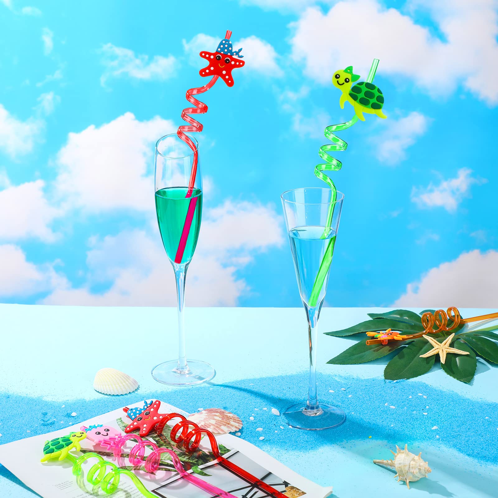 Potchen ocean party supplies 24 piece sea animal straw pack