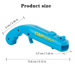 Party games bottle opener cap gun in a casual gathering setting