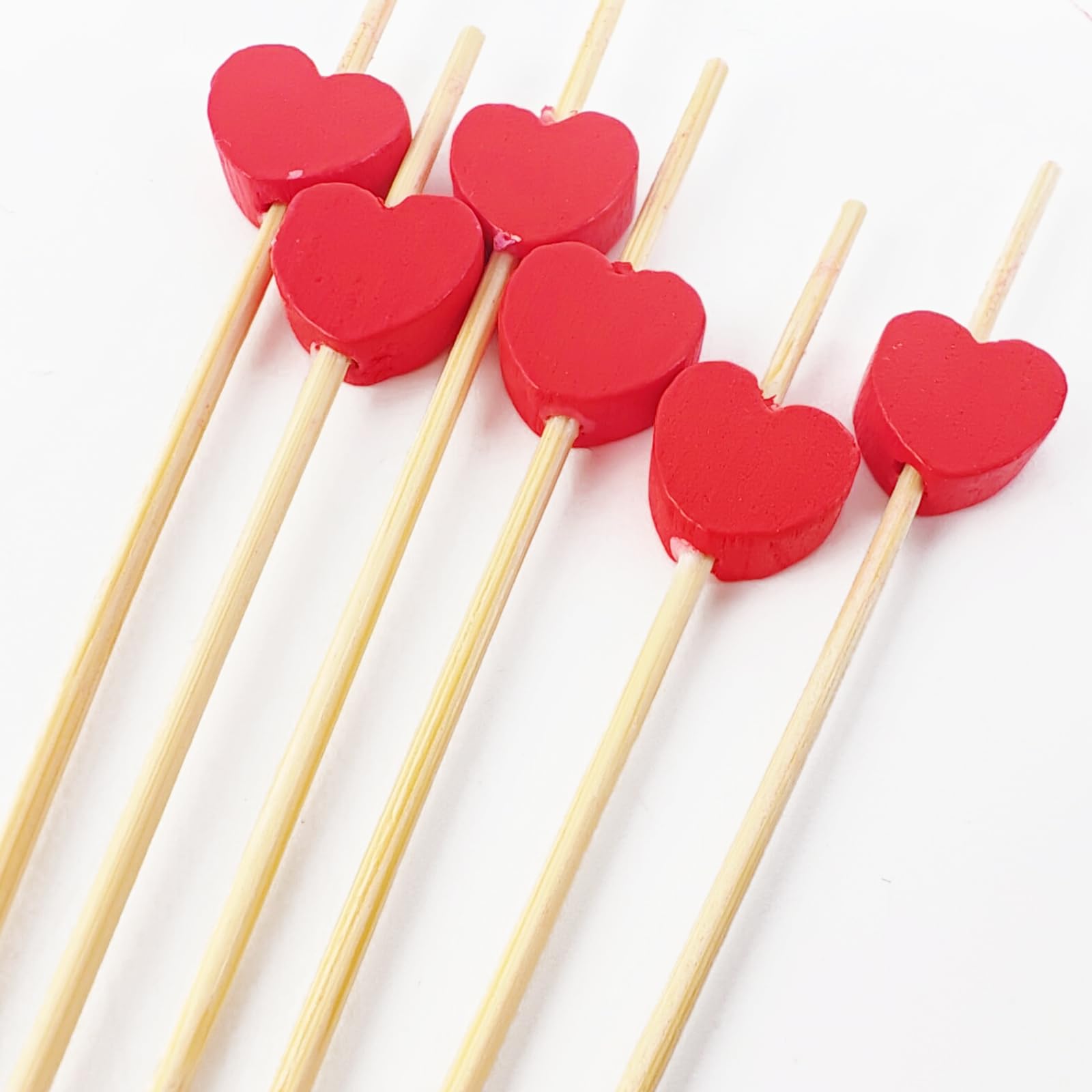 Red heart cocktail picks for weddings and parties decor