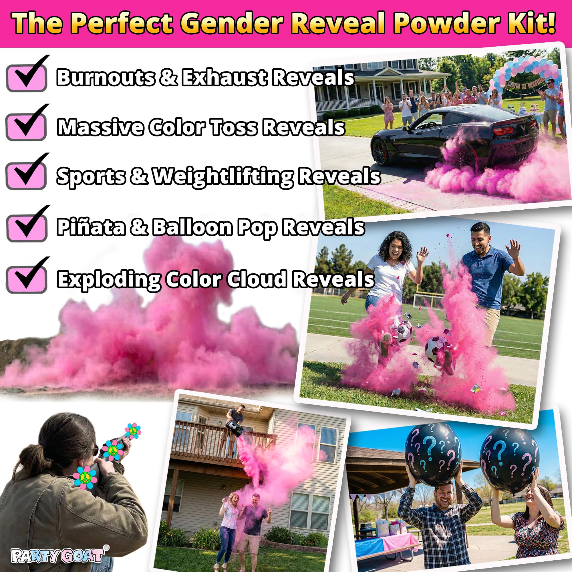 Holi powder pink PARTY GOAT 6 lb bulk pack split into two 3 lb bags