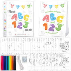 Party Hearty Baby's First ABC 123 Book pages in binder for coloring