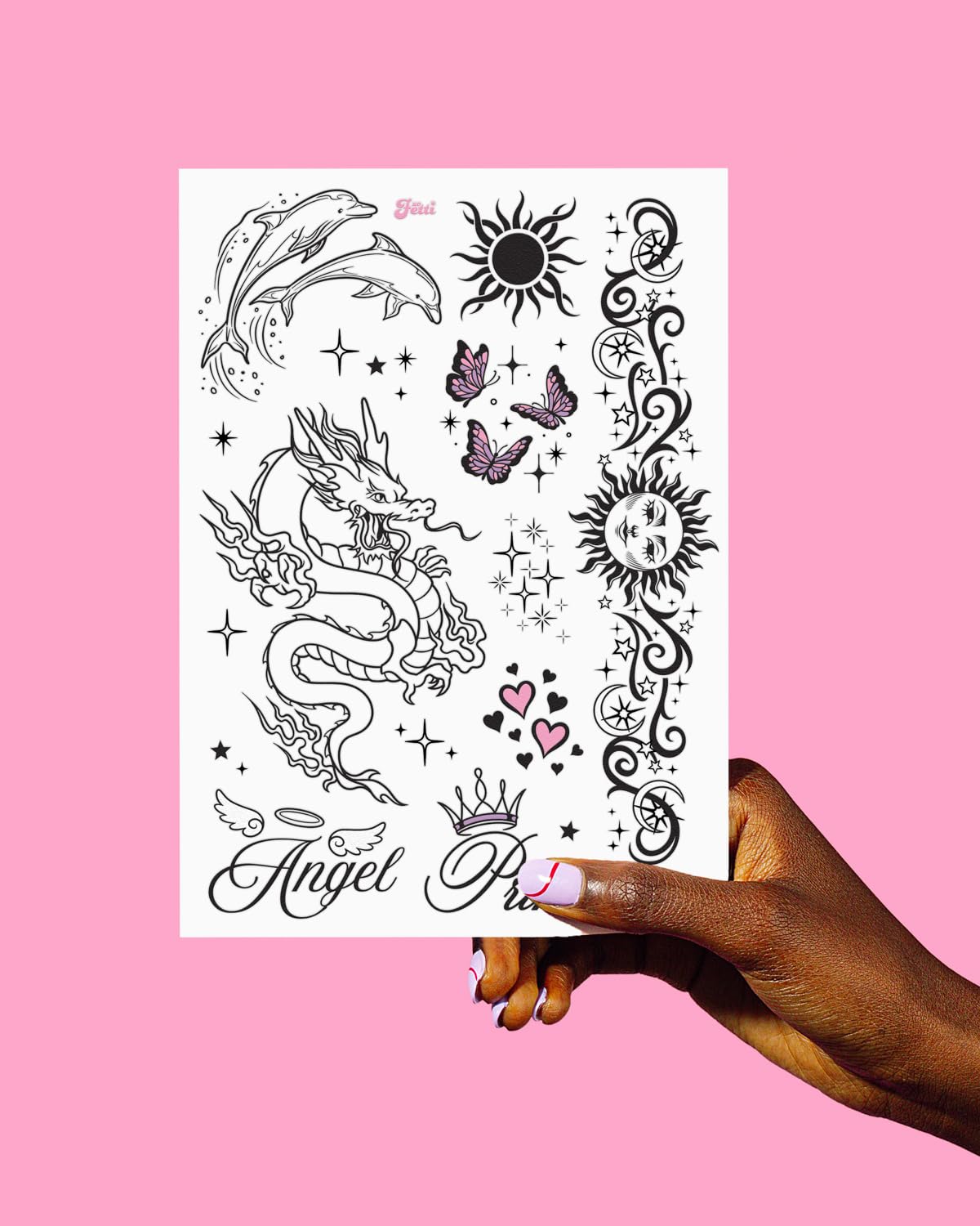 girly 2000s birthday party temporary tattoos set