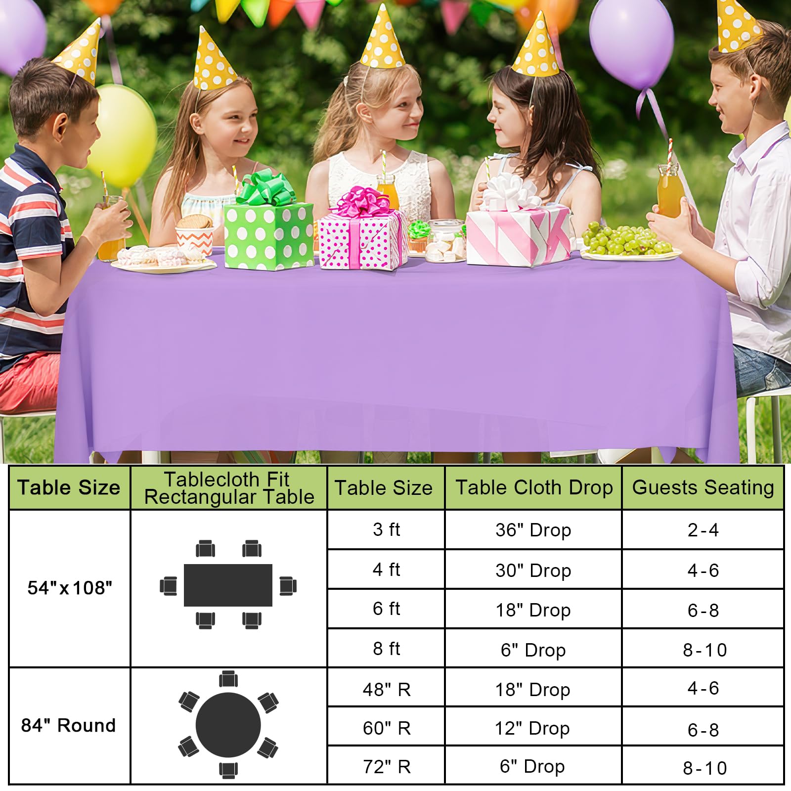 3 pack lavender disposable table cover for events
