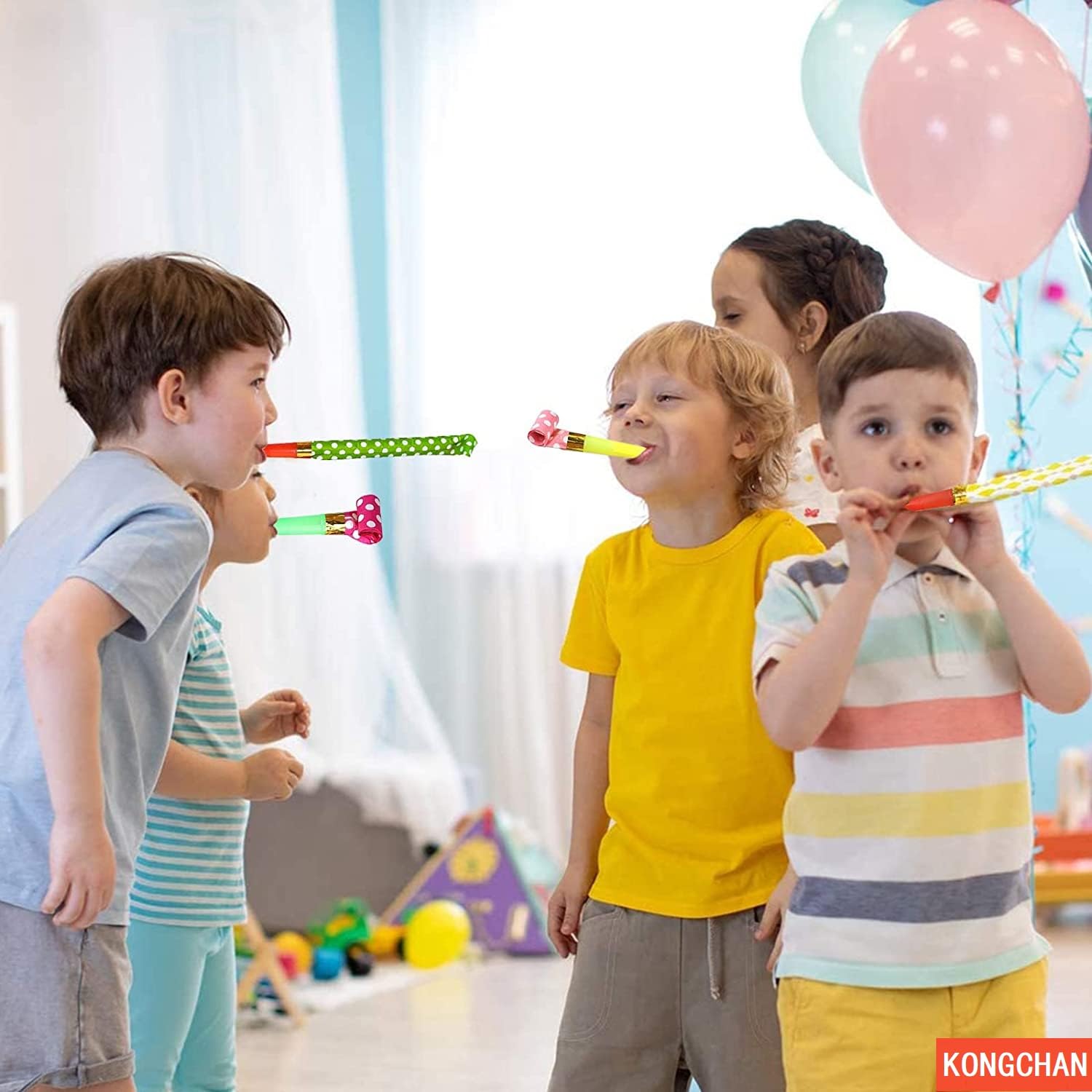 Safe and durable party whistles