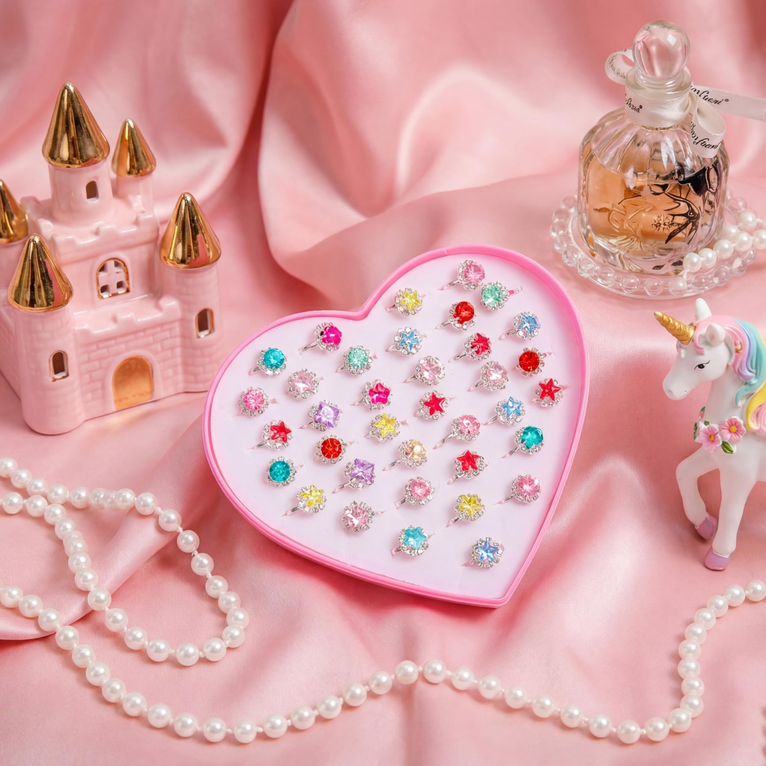 Adjustable resin and metal rings for kids pretend play