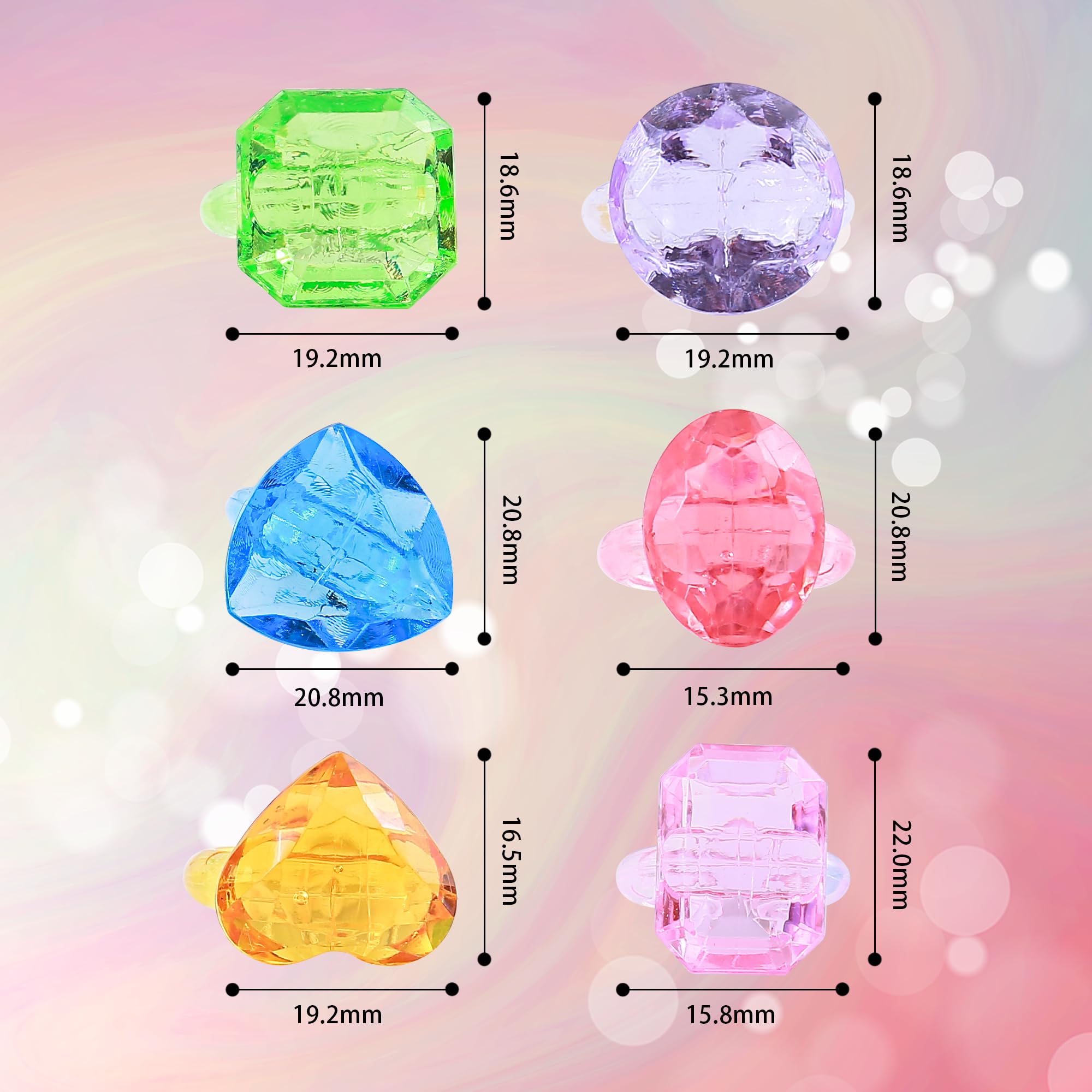 Colorful resin rings for kids by PASEMM shown as toy set