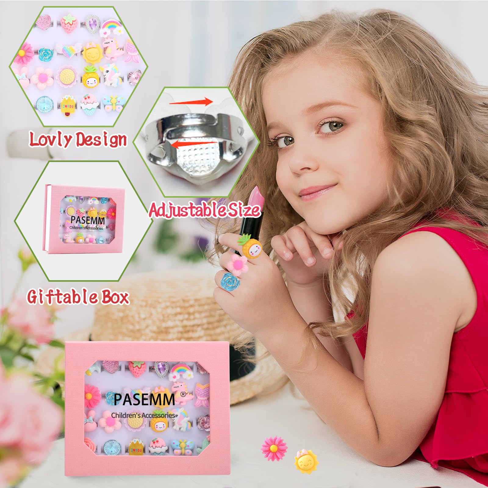 No duplication 24 piece ring set for girls