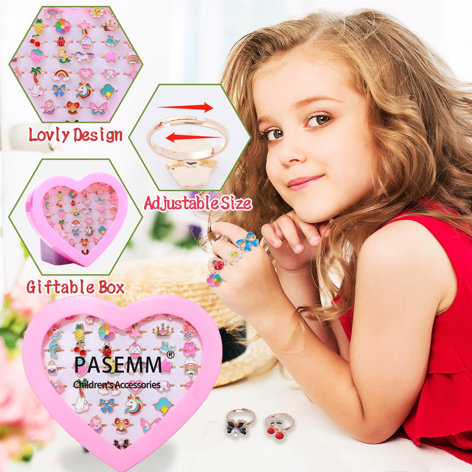 Unicorn design among the 36 piece ring set