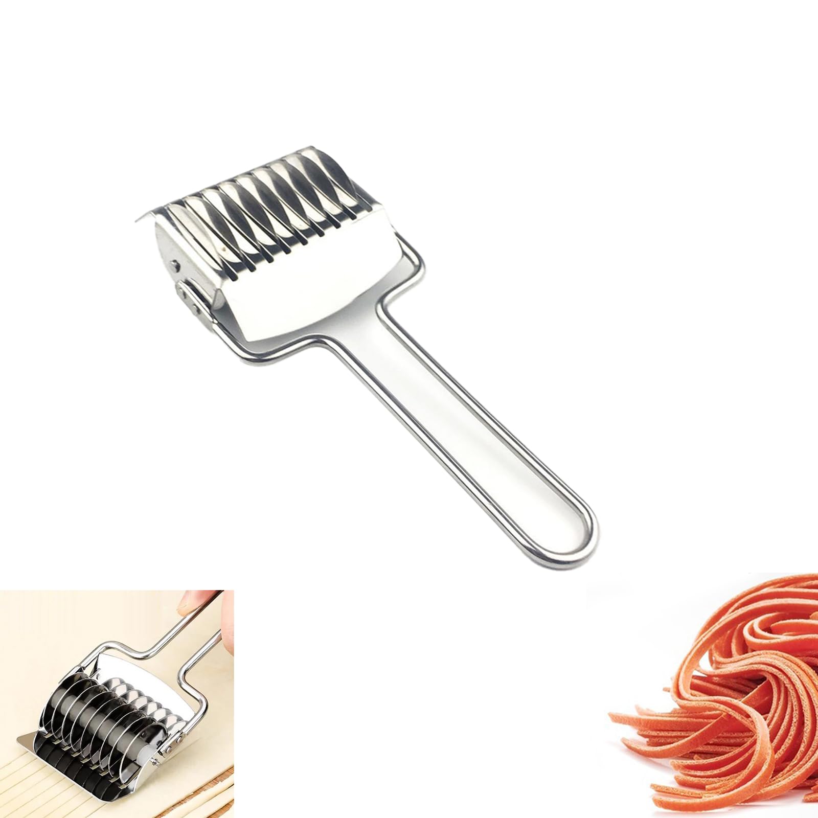 Pasta Noodle Cutter stainless steel lattice roller with wooden handle
