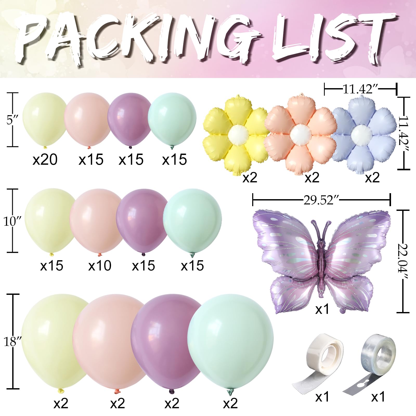 Daisy foil balloons pastel colors close up