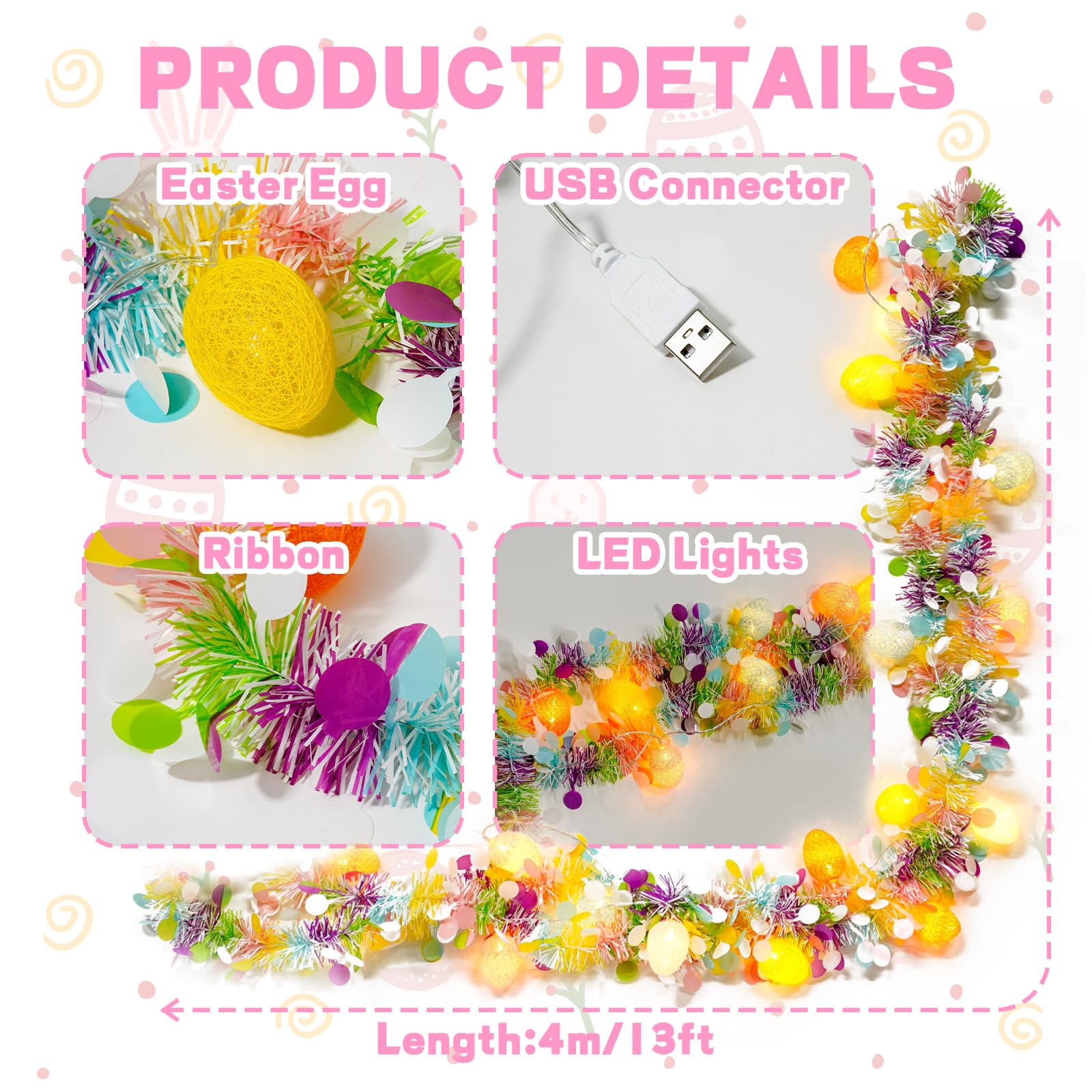 Indoor and outdoor Easter decor garland for tables doors porches