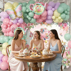 Pastel latex balloons in pink green lavender yellow ready for arch garland