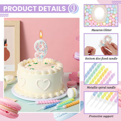 Pastel macaron color candles set for unicorn themed parties