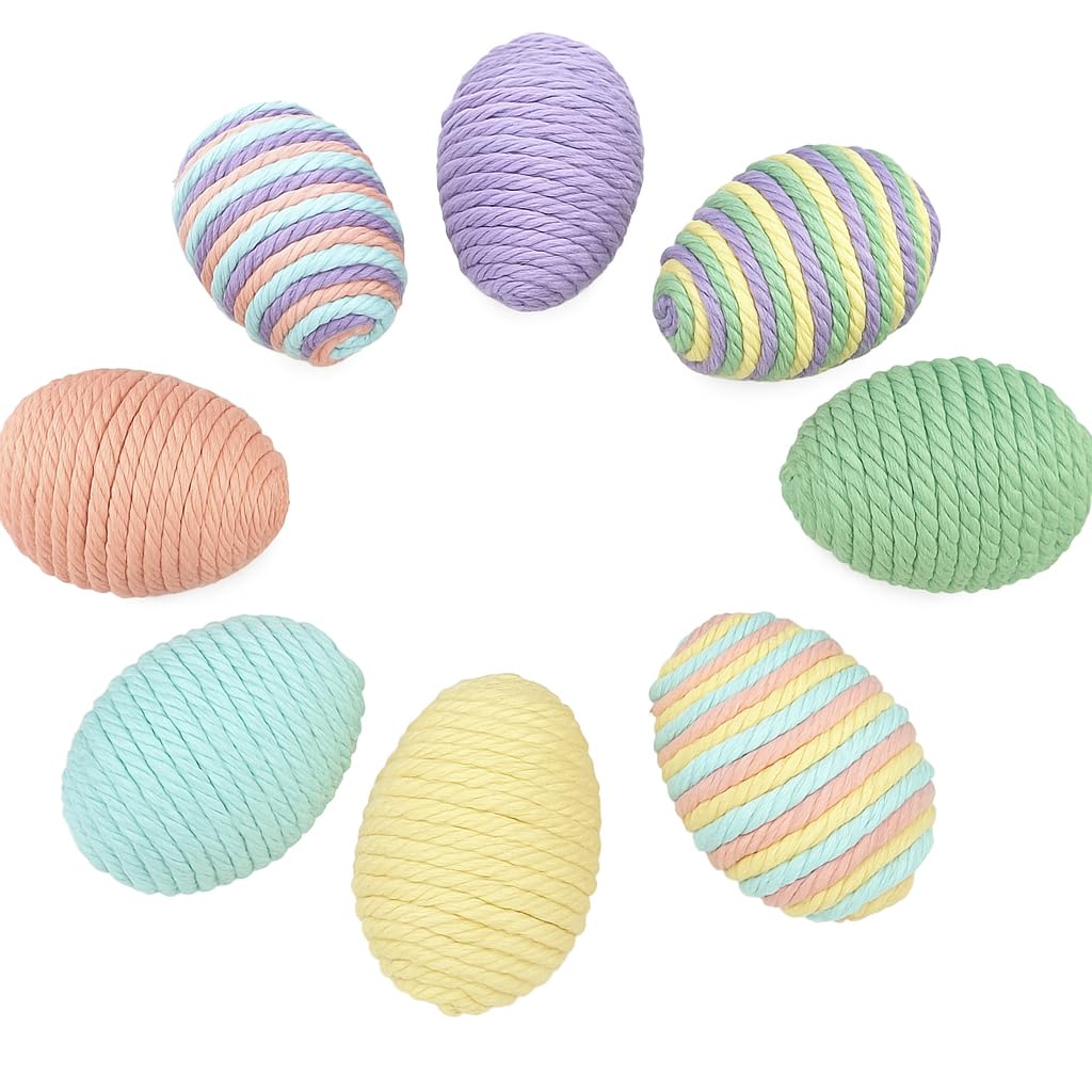 Pastel Macramé Easter Eggs set of eight 3-inch decorative eggs