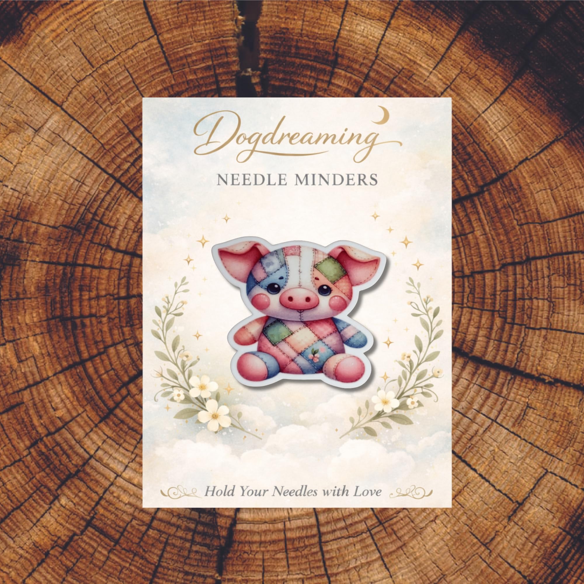 Cute patchwork pig needle holder for sewing and quilting