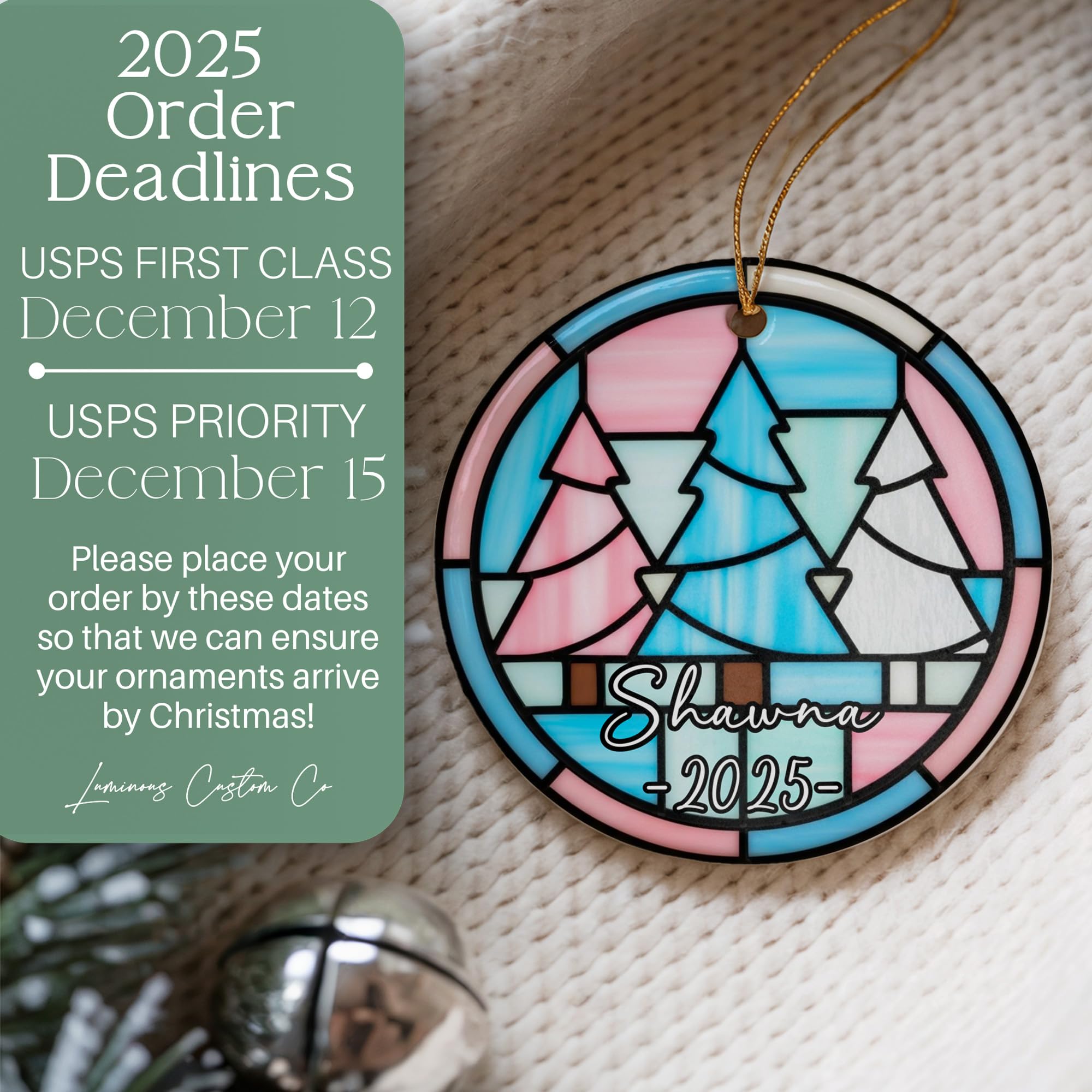 Pastel transgender flag color palette on ornament