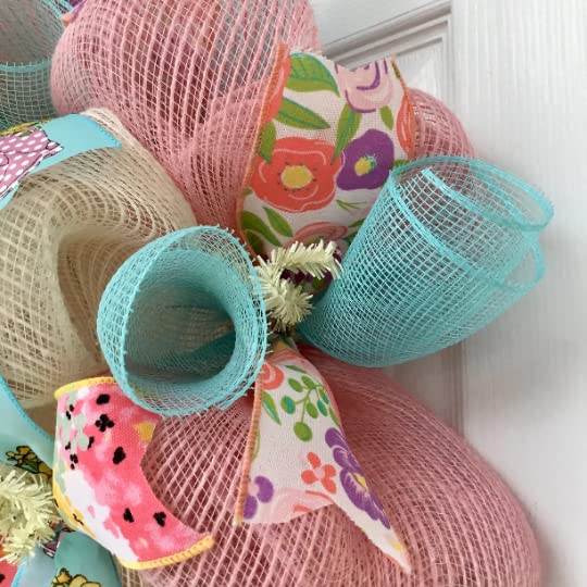 Handmade in USA spring Easter wreath suitable for indoor outdoor display