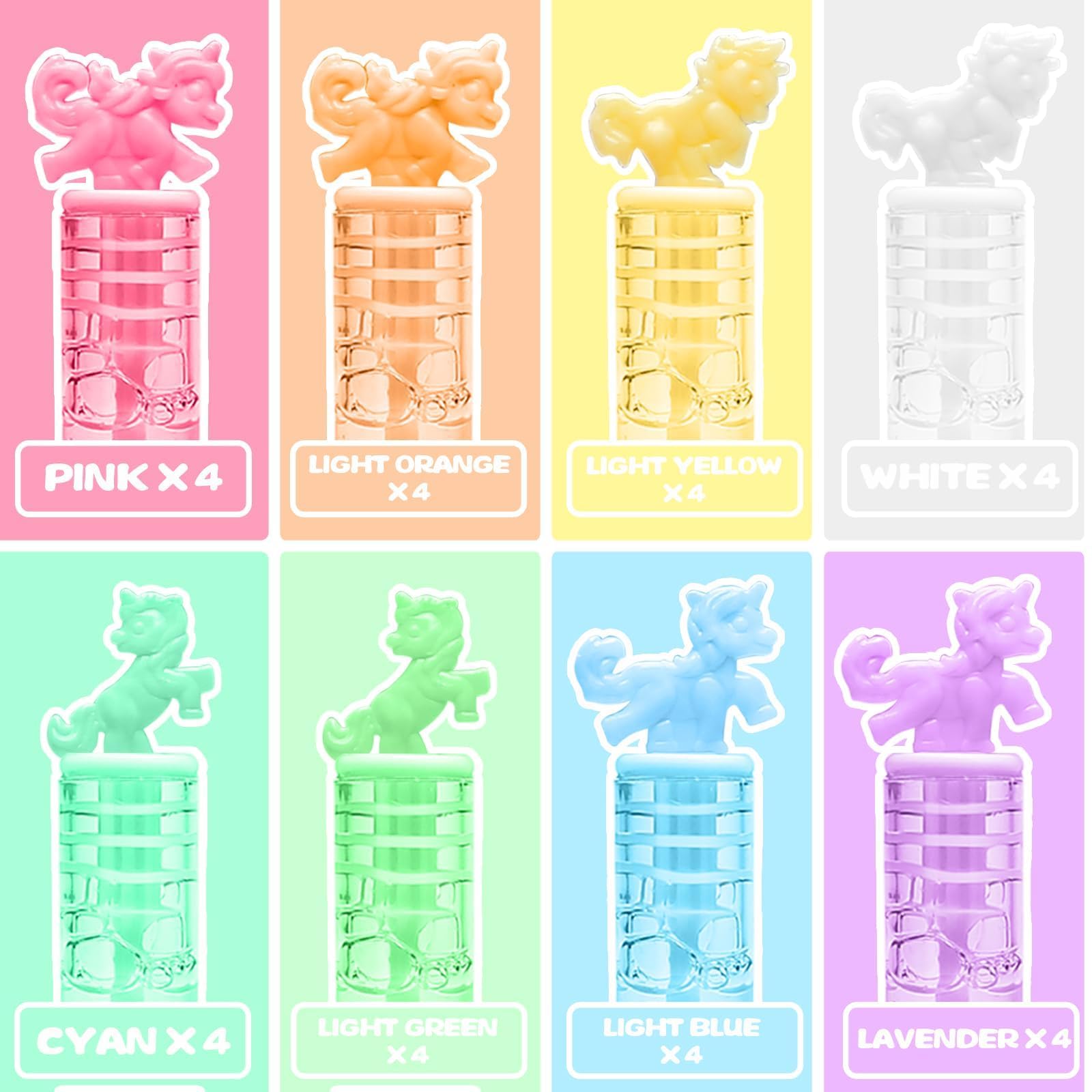 Pastel unicorn bubble wand designs ready for goody bags and parties