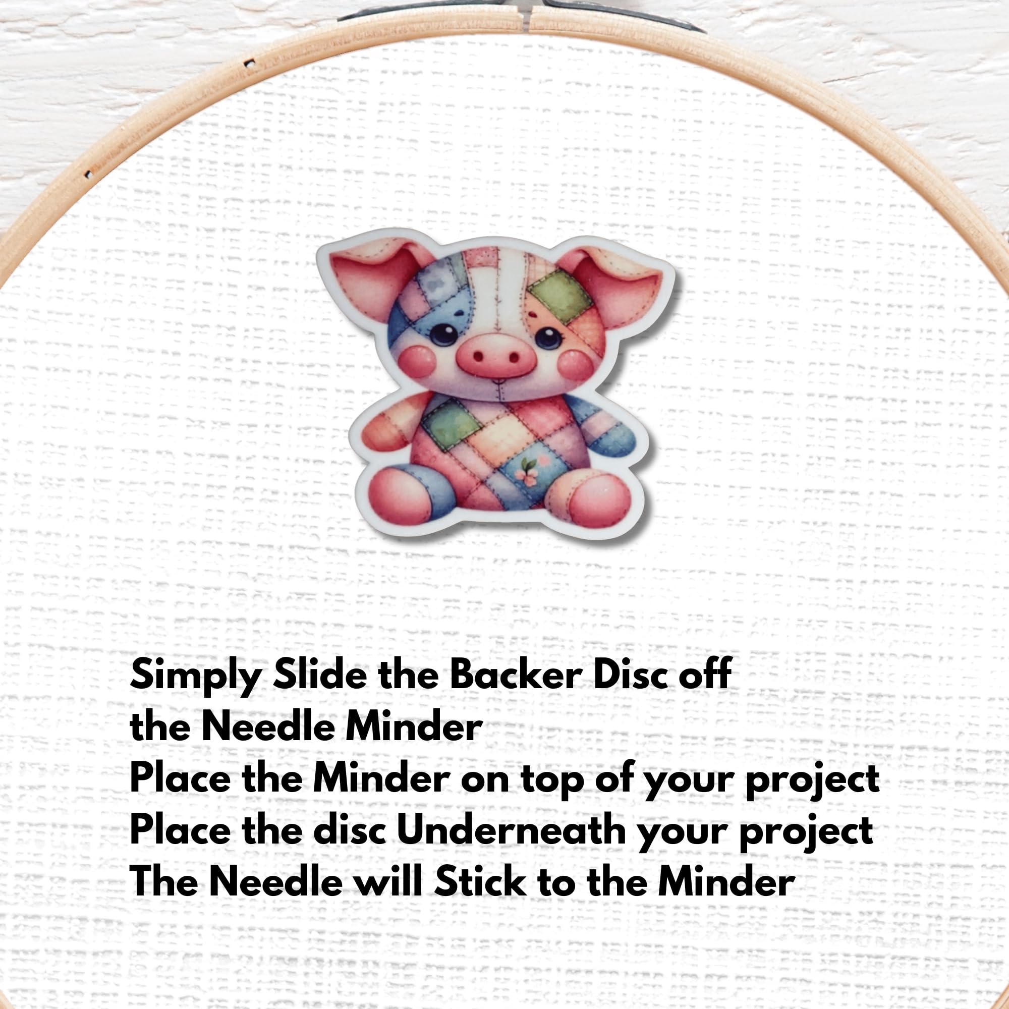 Sweet pink snout on handmade inspired needle minder