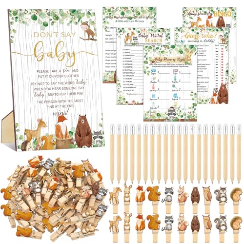 Patelai 321 pieces wooden game supply packaging for woodland animal baby shower