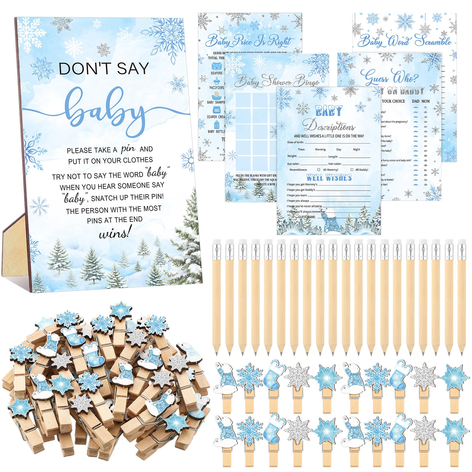 Patelai blue snowflake sign for baby shower decor