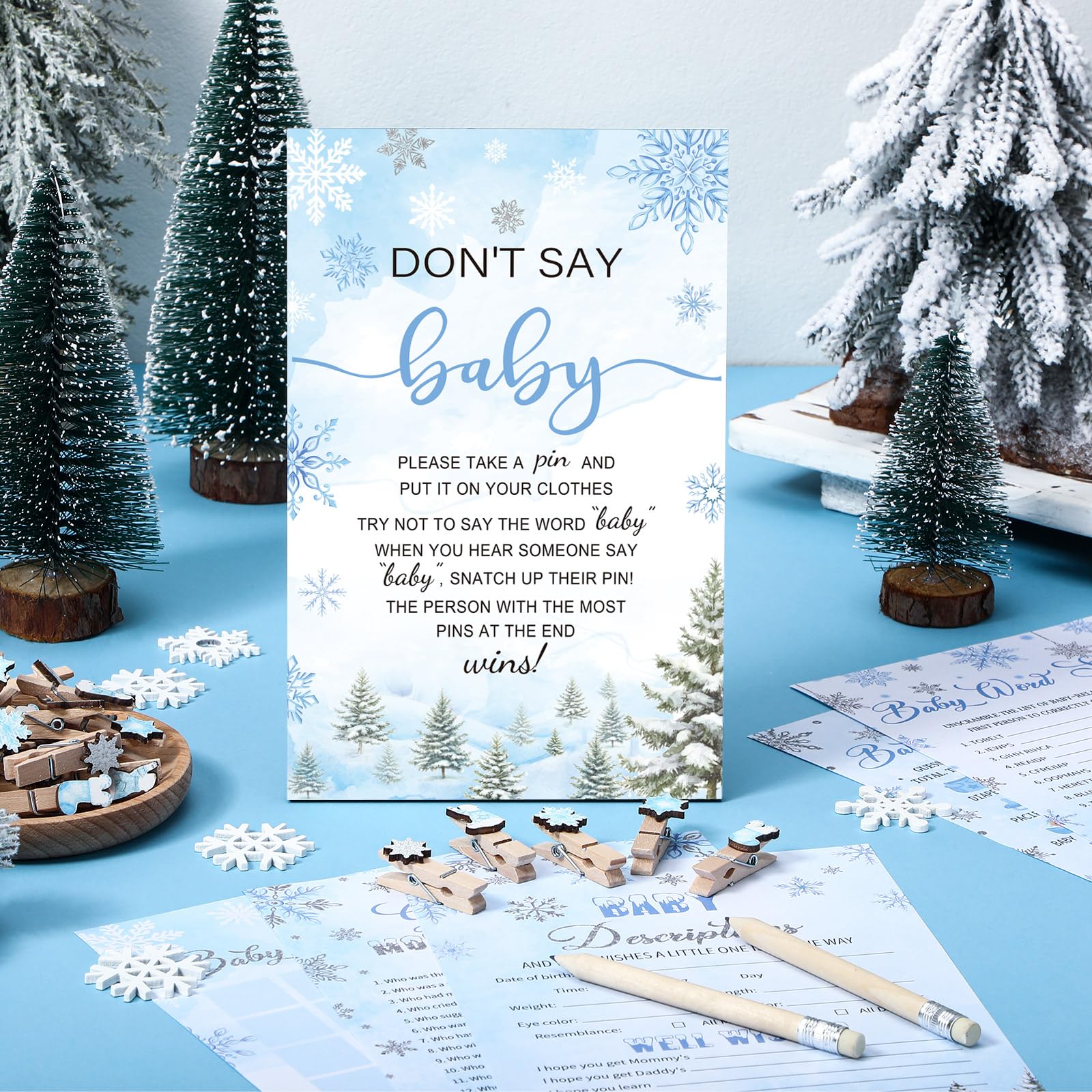 Wooden clothespins set for baby shower