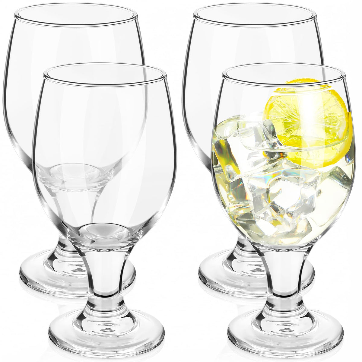 Patelai water goblet set of 4 clear stemmed glasses 13.5 oz