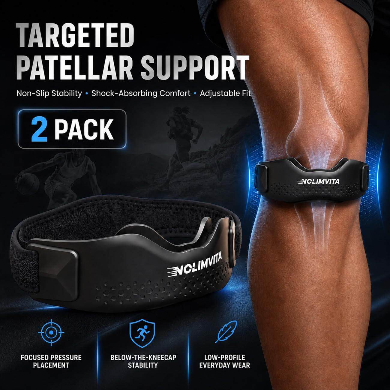 Patellar tendon strap silicone pad close up
